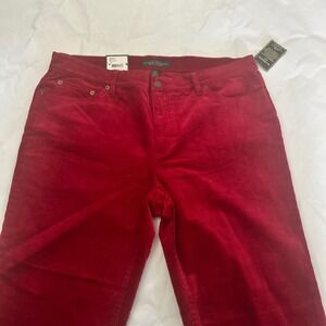 Lauren Jeans Co Ralph‎ Lauren Womens Red Corduroy Straight Leg Pants 16/32